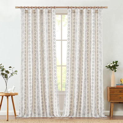 Linen Blend Semi-Sheer Rod Pocket Curtain Pair