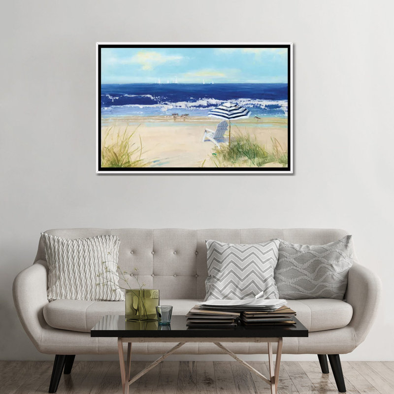 «Beach Life II» par Sally Swatland - reproduction d'art, H 32 po x l 48 po x 1,5 po, Toile blanche encadrée, Pas de tapis