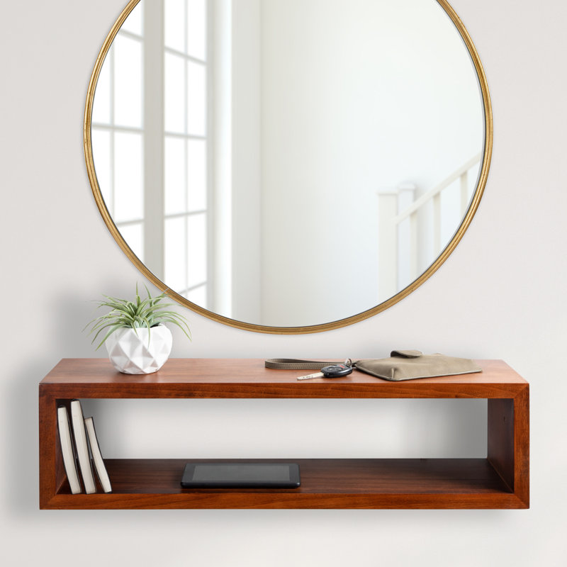 Tablette flottante en bois massif Robin, H 8 po x l 30 po x P 8 po, Noyer brun