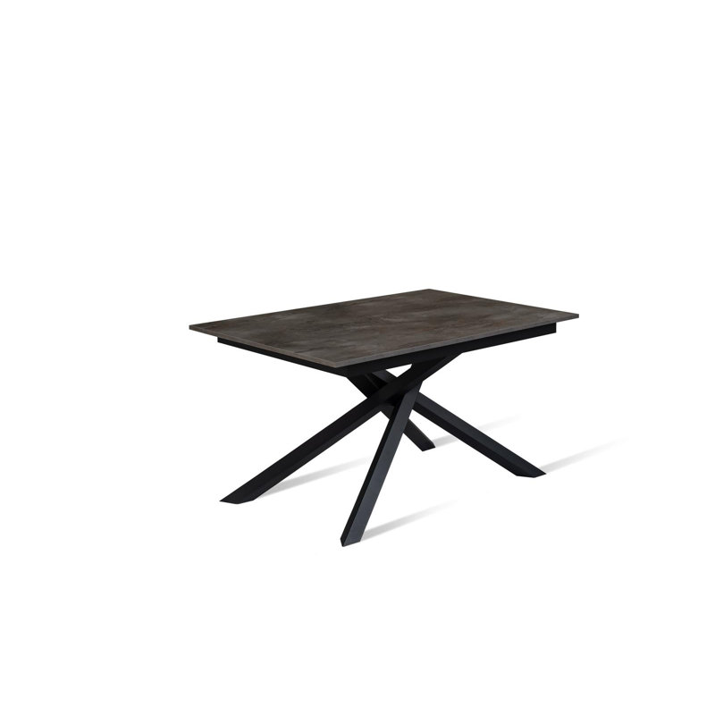 Daequon Extendable Oak Metal Base Dining Table, Black, Grey