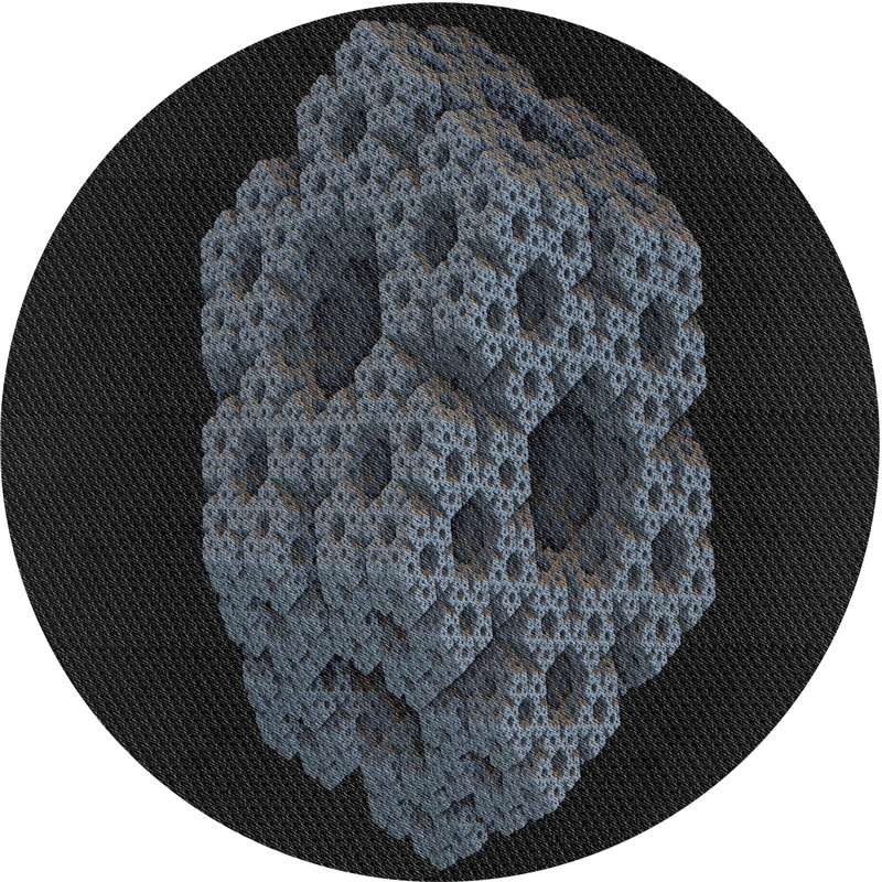 Tapis noir/bleu à motifs, Rond 8 pi