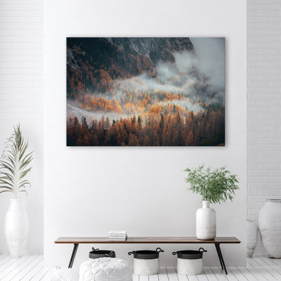 Landscape Forest In The Fog - Wrapped Canvas Print