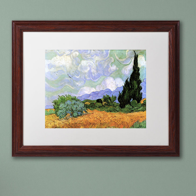 «Wheatfield with Cypresses, 1889» par Vincent Van Gogh, reproduction d'art sur toile, H 16 po x l 20 po x P 0,5 po, Noir