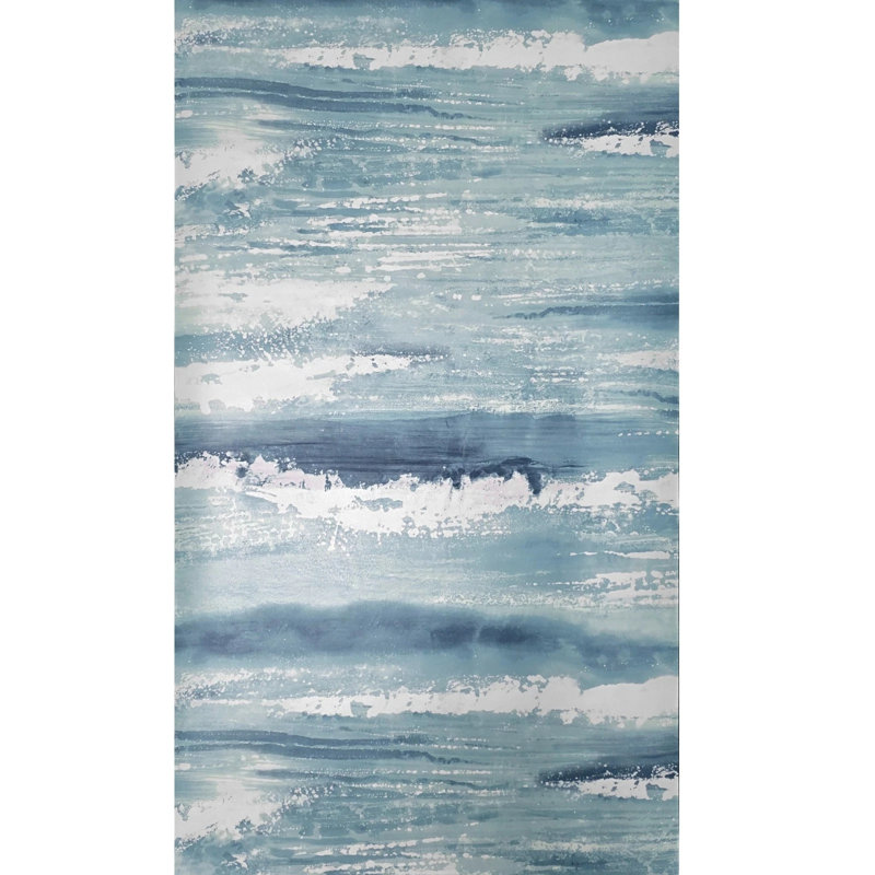 Aquarelle, coups de pinceau, Moseley, vagues, bleu, turquoise, bleu marine, blanc, bord de mer, papier peint, 3D