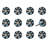 Set of Twelve Blue And Black Geometric Ceramic Drawer Pull Knobs
