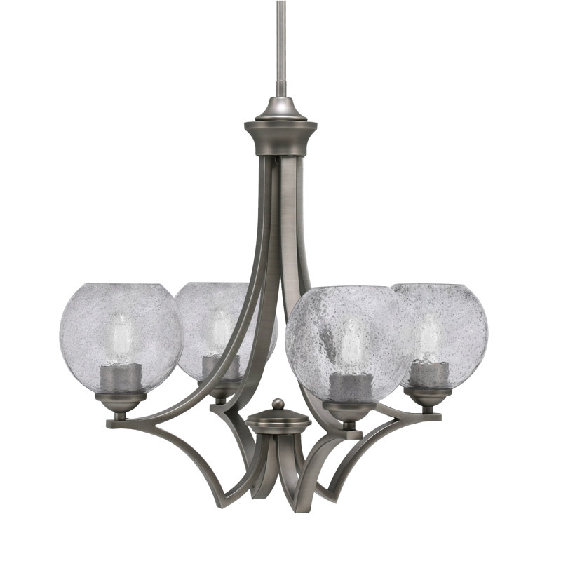Lustre suspendu 4 lumières Zilo avec verre fumé de 5,75 po Zilo, Graphite