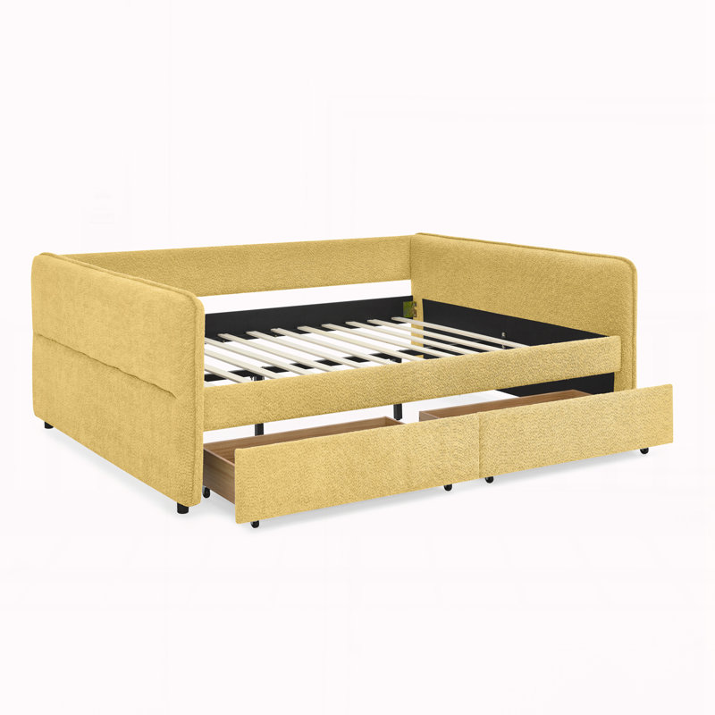 Queen Size Daybed with Two Drawers, Yellow
