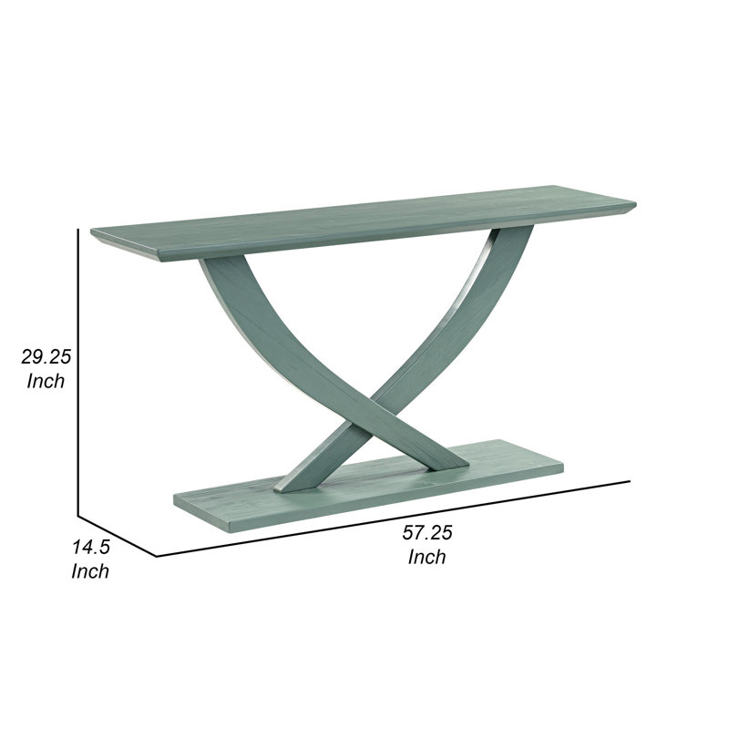 Lyndel 57.25'' Solid Wood Console Table, Gray Green
