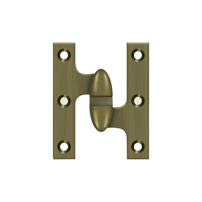 Deltana OK3025B5-R 3" x 2-1/2" Right Hand Olive Knuckle Hinge; Antique Brass Finish