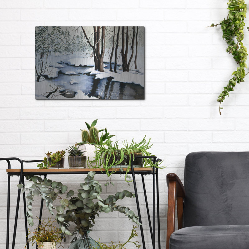 Winston Porter «Snow Trees» par Arie Reinhardt Taylor, art mural en métal, H 12 po x l 16 po