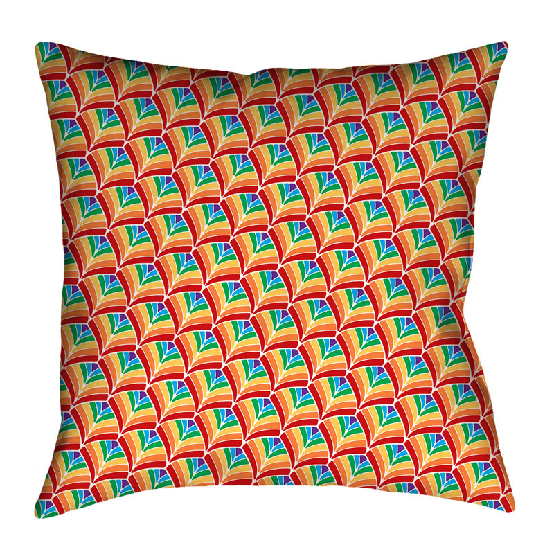 Coussin Katelyn Elizabeth, 26 po x 26 po, Sergé de coton, Rouge/Orange/Jaune