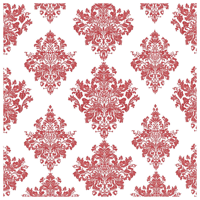 Red Damask Pattern Quilted Bedspread All Sizes, Twin