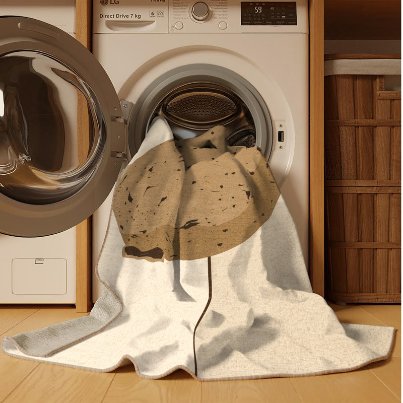 Tapis beige lavable à la machine Easton, 5 x 7