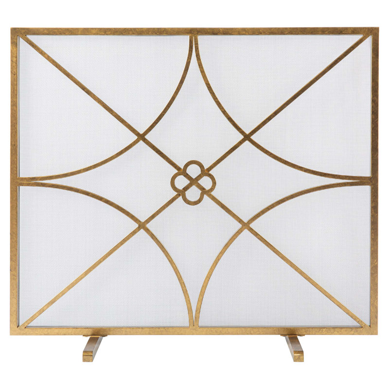 Boxwoods Bifold Iron Fireplace Screen, Royal Gold