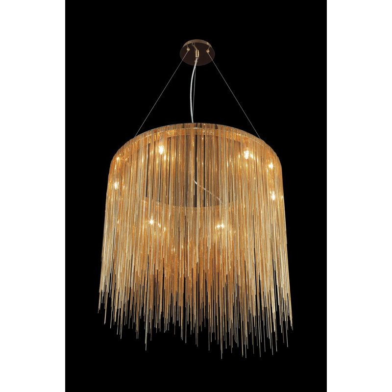 Lustre cylindrique unique à 8 lumières Brendis, Or