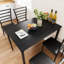 Ensemble de table de salle à manger 5 pièces Modern pour 4 personnes - Mobilier de cuisine et de salle à manger rectangulaire peu encombrant - Plateau de table en panneau de fibres à densité moyenne durable - 4 chaises rembourrées en polyuréthane - Idéal pour les petits espaces - Couleur: noir-852644583