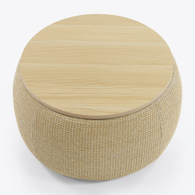 Round Storage Ottoman, 2 in 1 Function, Work as End table and Ottoman