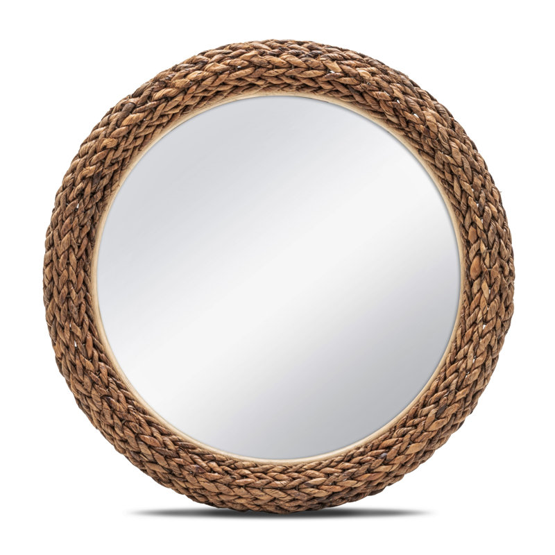 Maui - Miroir mural rond 36 po - Finition naturelle