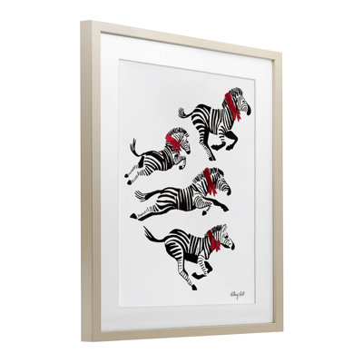 Imprimé encadré sous verre Zebra Stampede avec rubans, design par Hillary Holt