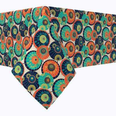Rectangular Tablecloth, 100% Cotton, 52X104", Traditional Japanese Umbrella