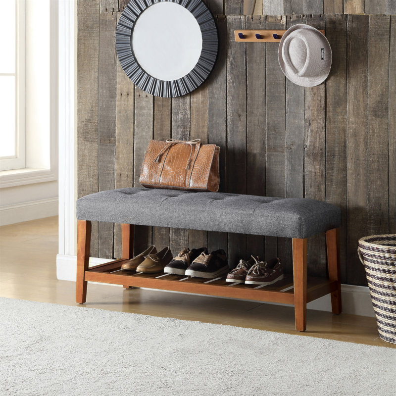 Banc en tissu gris Charla, Gris