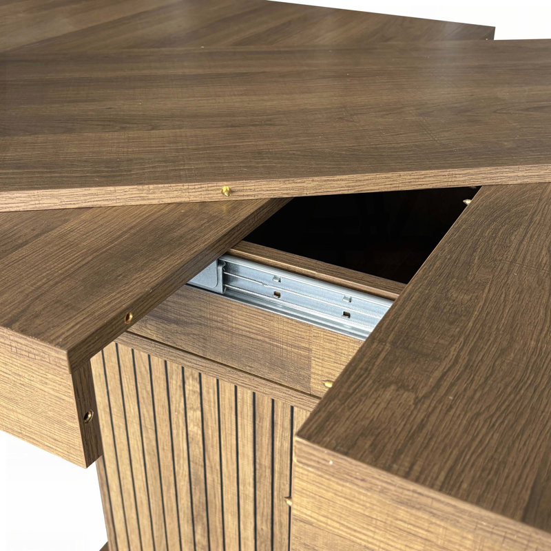 Expandable Dining Table with Storage Cabinet - Modern Minimalist Design for 6-10 People