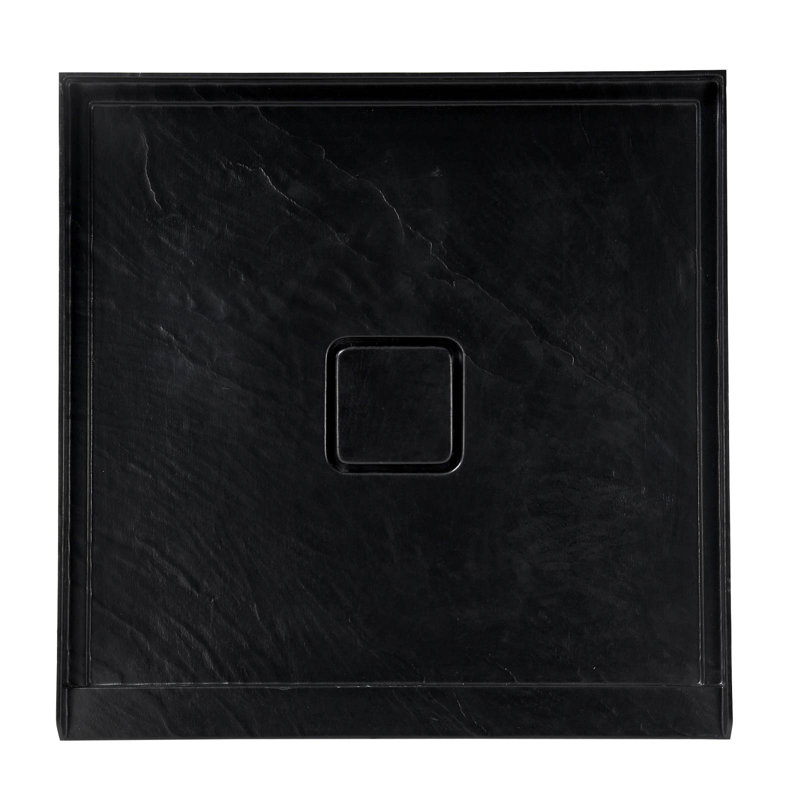 36 po X 36 po - Base de douche noire avec drain central, Noir