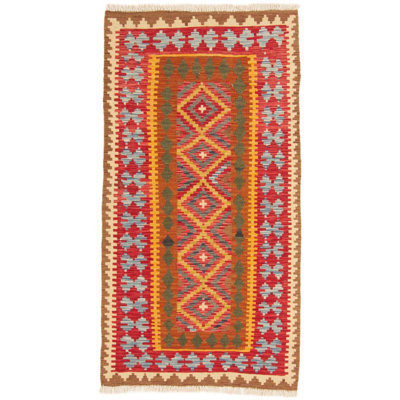 Geometric Wool Hand Woven 102cm X 192cm Area Rug