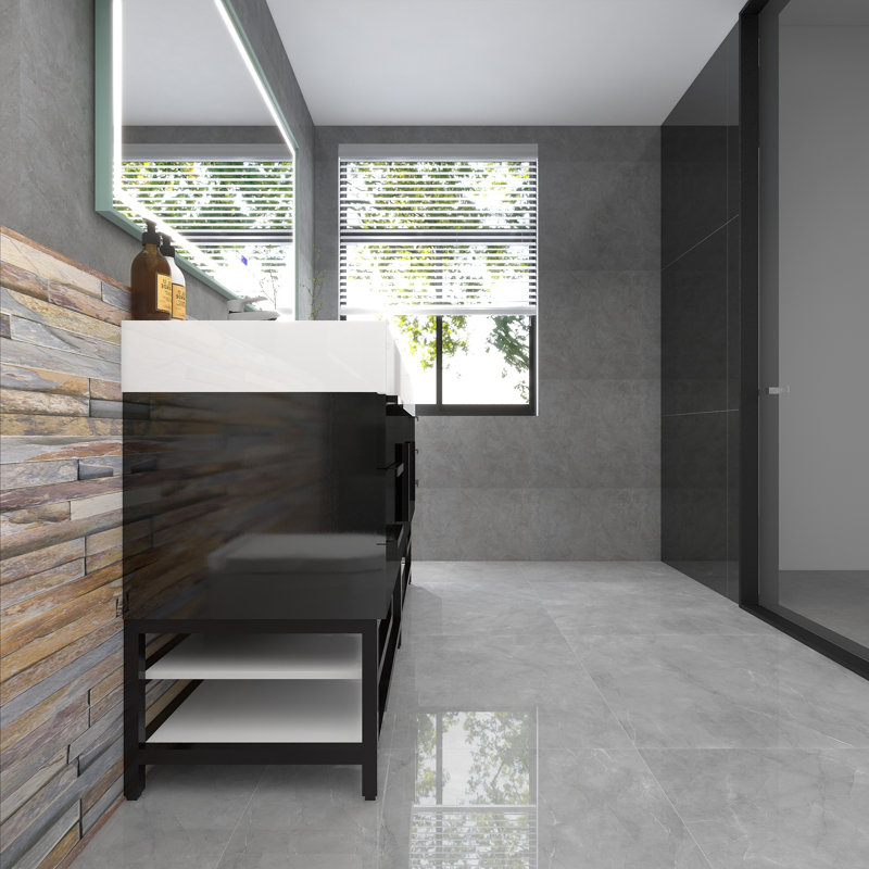 Finition du meuble-lavabo sur pied simple de base 72 po Jessica: chêne teck, Noir brillant
