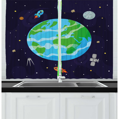 Indigo/Green/Gray Kitchen Curtain