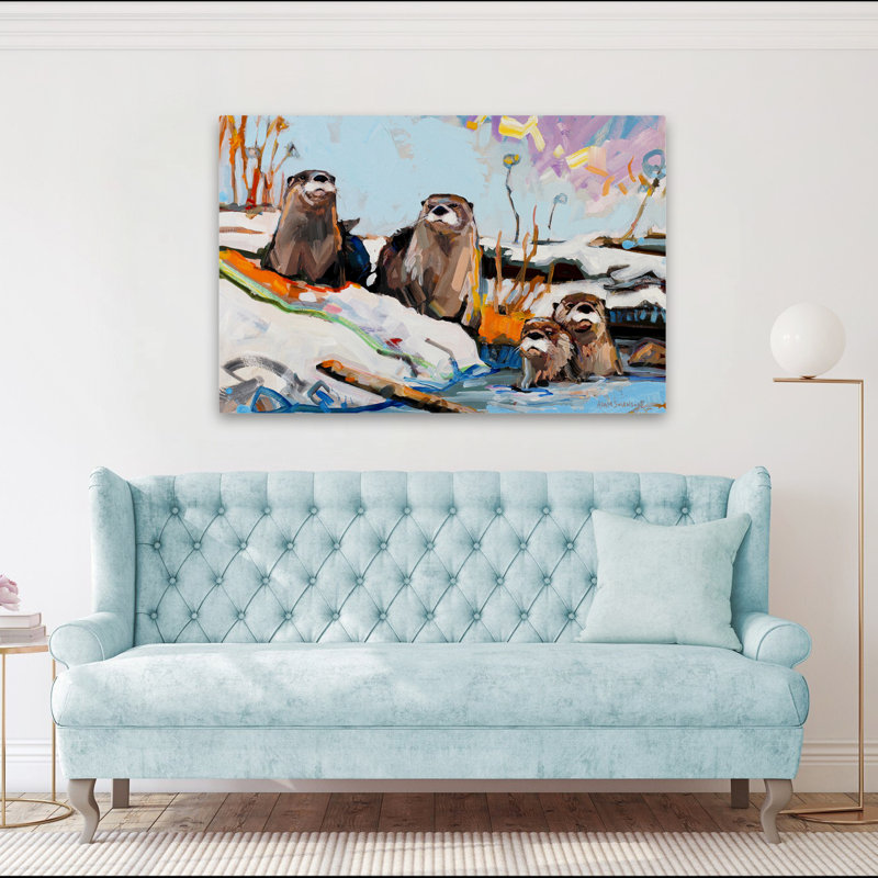 Feux d'artifice - animaux contemporains, faune, rivières, ruisseaux, art de neige, H 40 po x l 60 po
