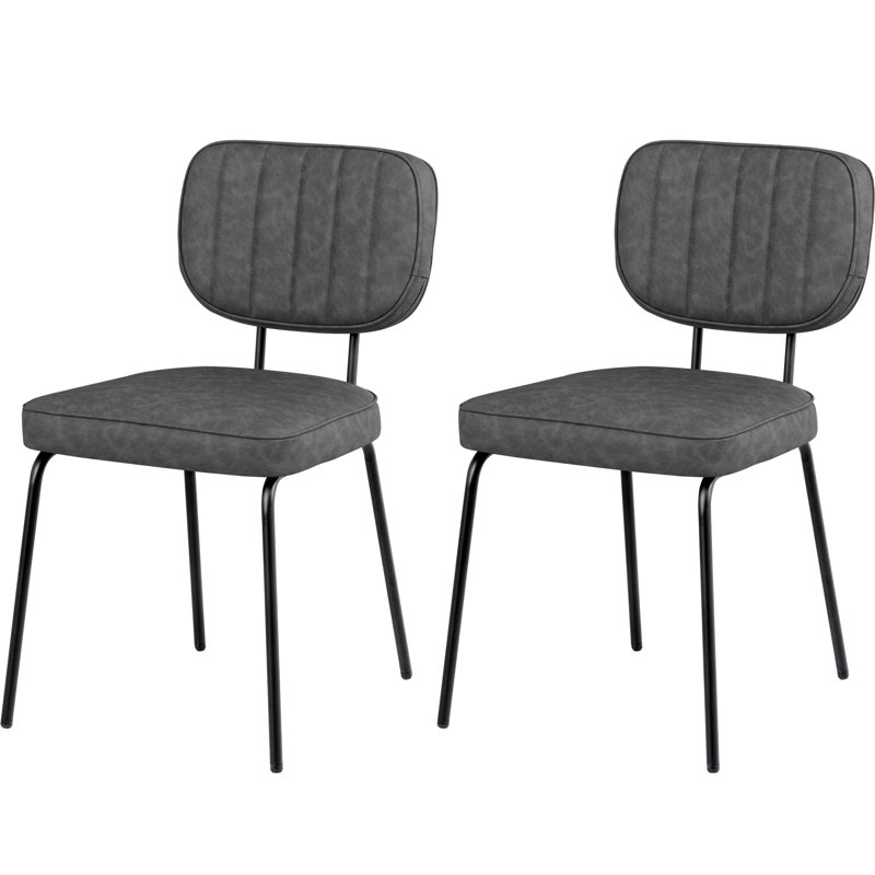 Chaise de salle à manger rembourrée à dossier Krasmir, Gris