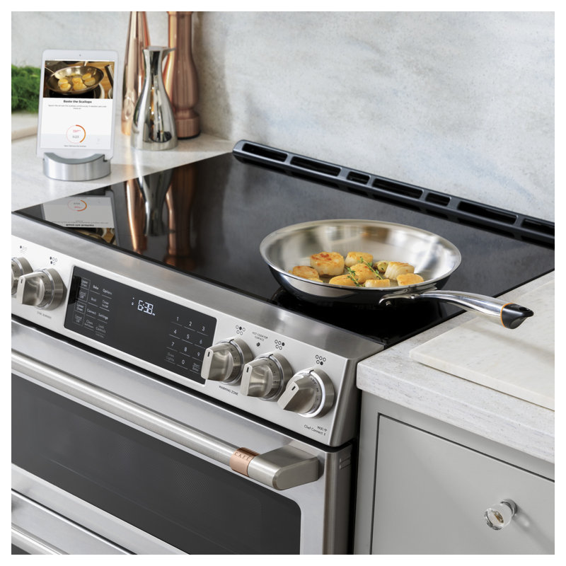 Café 30" 5.7 cu. ft. Slide-in Electric Range with Induction Cooktop, Stainless Steel