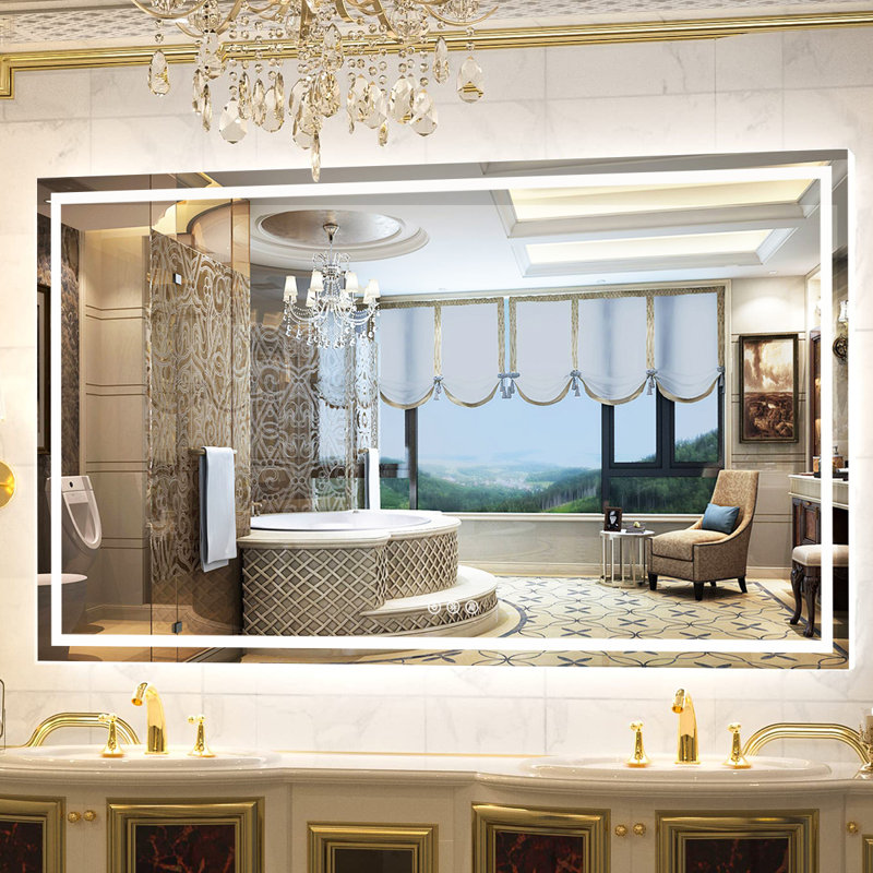 Miroir rectangulaire de salle de bain anti-buée à DEL 84 po x 48 po Eleen