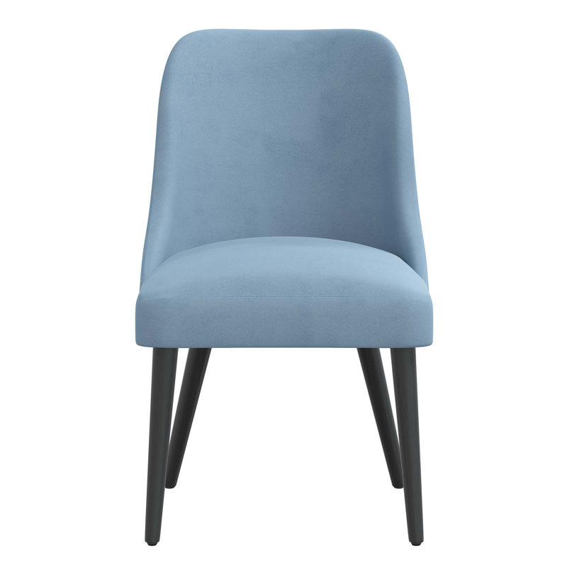 Chaise en bois massif Lozelle, Bois noir, Velours océan classique
