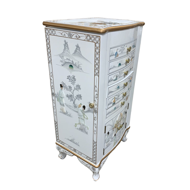 Armoire à bijoux 39 po avec motif de geisha