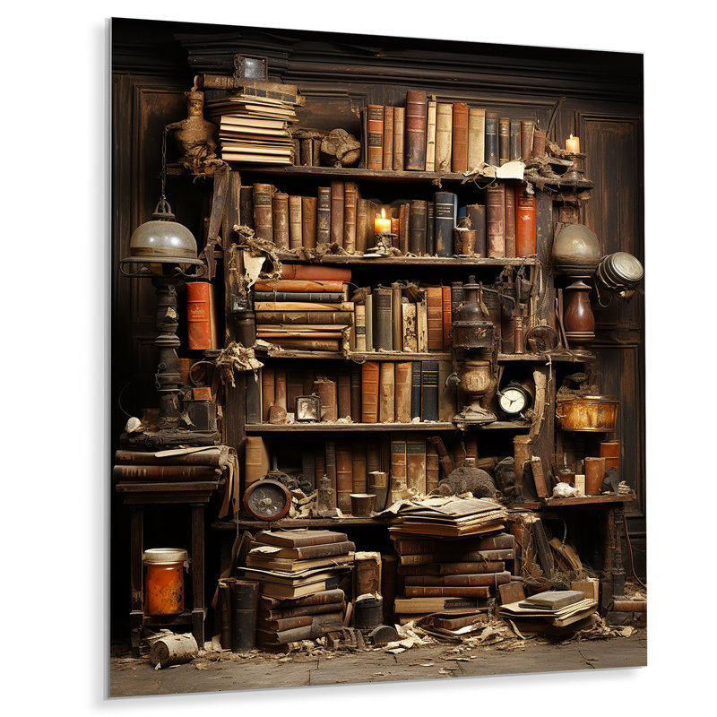 Livres anciens de lecture mystère - livres, art mural en métal, H 40 po x l 30 po x P 1,5 po
