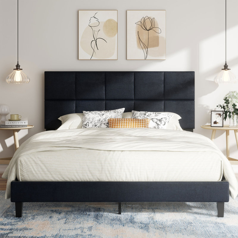 Lit plateforme en tissu d'ameublement, Grand