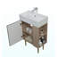 Meuble-lavabo à tablettes 21,6 po avec évier en céramique et porte à fermeture douce, armoire de rangement à tablettes ouvertes sur le côté droit, assemblage requis, vert-120566048