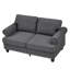 Confortable et classique à 2 sièges 59,5 po, rembourré gris avec accoudoirs ronds, pieds en bois massif, coussin à haute élasticité à ressorts, housse de coussin amovible, espace de rangement 100% moderne,-366199256