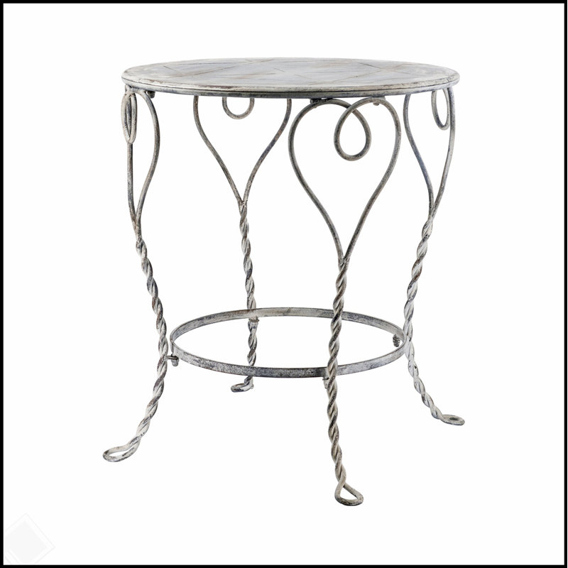 Table d'appoint charmante en fer avec pieds torsadés, parfaite pour les décors champêtres et les espaces compacts