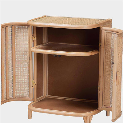 Armoire de rangement bohémienne en rotin naturel