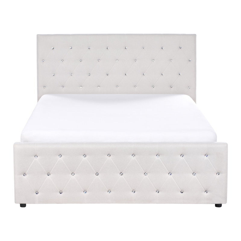 Amiens Upholstered Ottoman Storage Bed, Beige, European Double (140 x 200 cm)