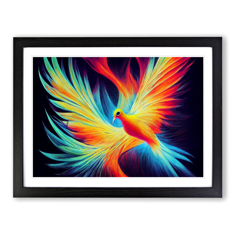 Vibrant Dove Bird Abstract - Framed Print, Black, 46cm H x 64cm W x 2cm D