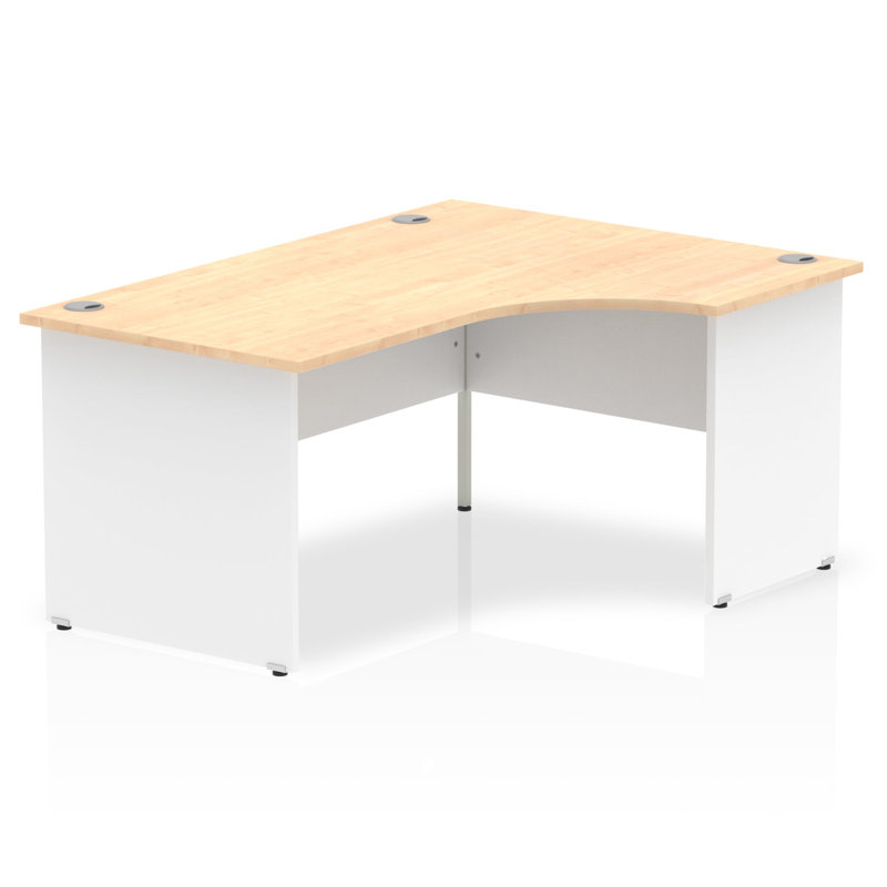 Impulse L-Shaped Computer Desk, 73cm H x 160cm W x 120cm D, White/Maple, Maple