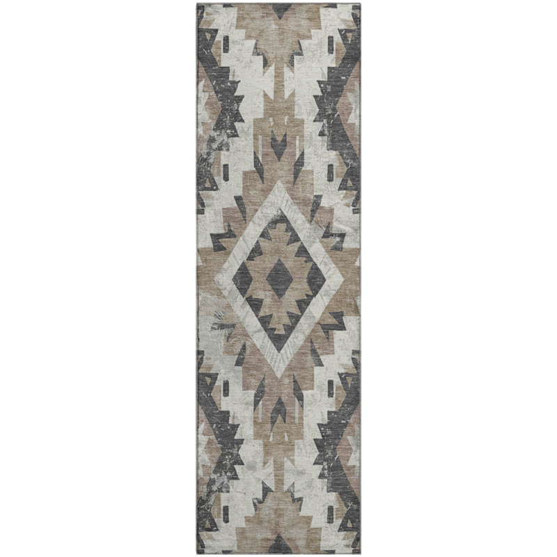 Premium Machine Washable Crestover AMF1878 Aztec Rug, Runner 2'3" x 7'6"