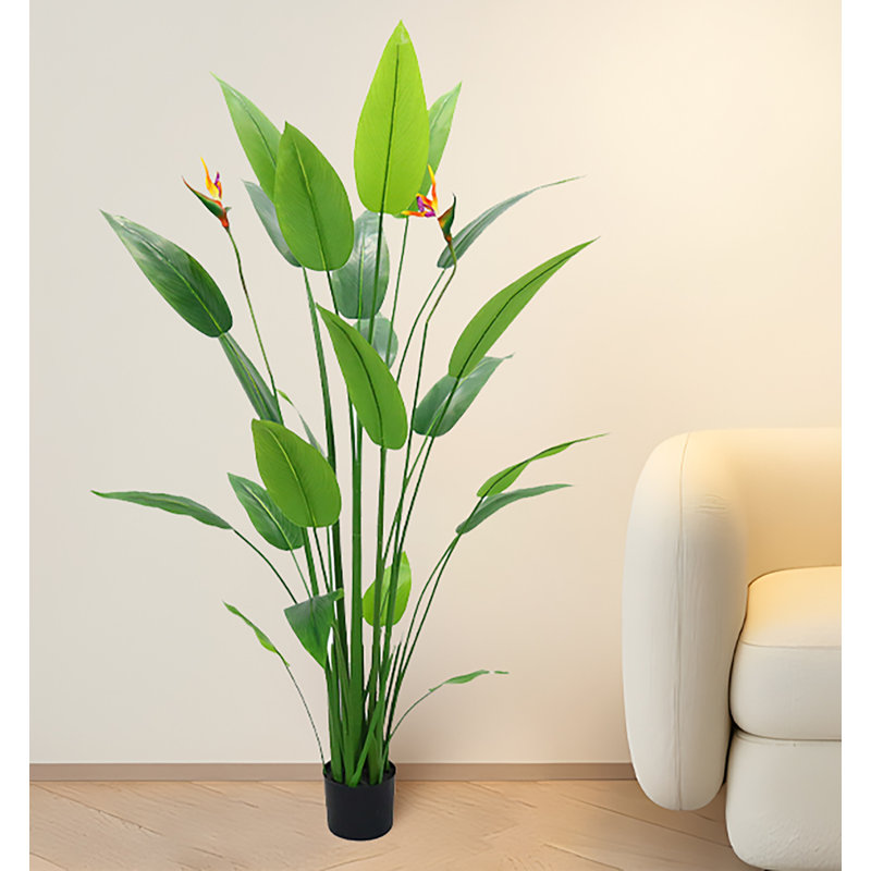 Bird Of Paradise Artificial Plant With Fake Birds And Leaves In Pot