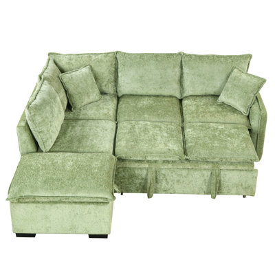 82.67"Convertible Sofa Bed Sectional Sofa Sleeper L-Shaped Sofa With A Storage Ottoman