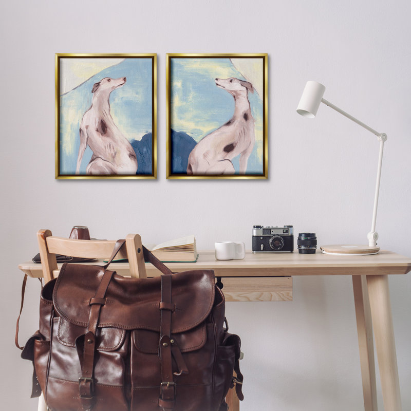Ensemble de 2 toiles flottantes encadrées "Spots Greyhound Dogs" par Melissa Wang, H 21 po x l 17 po