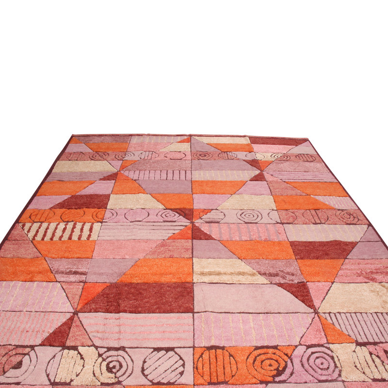 Hand Knotted Wool Geometric Area Rug, Rectangle 8' x 10'